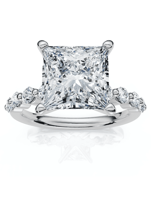 Pompeii Certified Monica Princess Cut 3 1/2Ct Diamond Engagement Ring 14k Gold Lab Grown