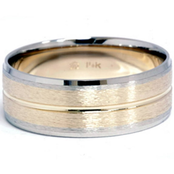 Pompeii Channel Brushed Wedding Band 14K Gold (,)