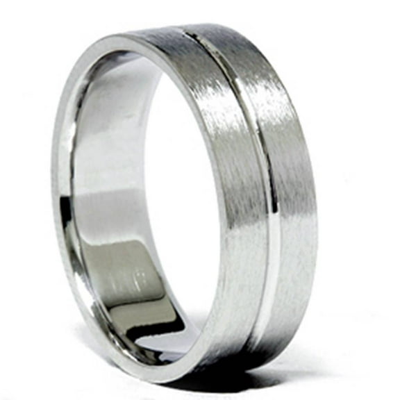 Pompeii Channel Brushed Wedding Band 14K White Gold (,)