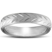 Pompeii Chevron Brushed Mens Wedding Band 14K White Gold (,)