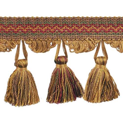 Pompeii Collection - 3 1/2" length TASSEL FRINGE (25 Yard Roll) - BF-4094-38/17 Rust and Gold