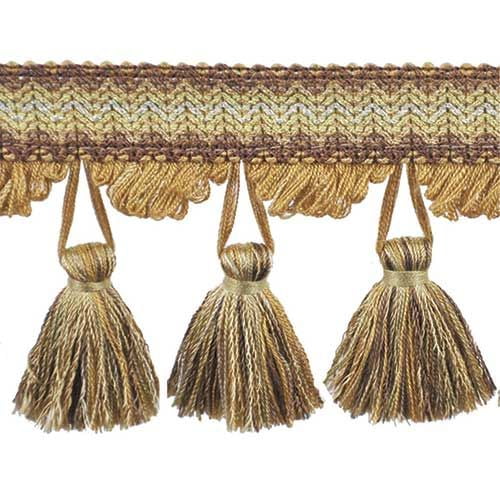 Pompeii Collection - 3 1/2" length TASSEL FRINGE (25 Yard Roll) - BF-4094-88/25 Rust and Olive Green