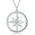 thumbnail image 1 of Pompeii Compass Diamond Solitaire Pendant 14k White Gold Women's Necklace (G/H,I2), 1 of 4