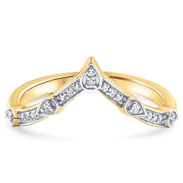 Pompeii Curved V Shape Diamond Wedding Anniversary Guard Engagement ...