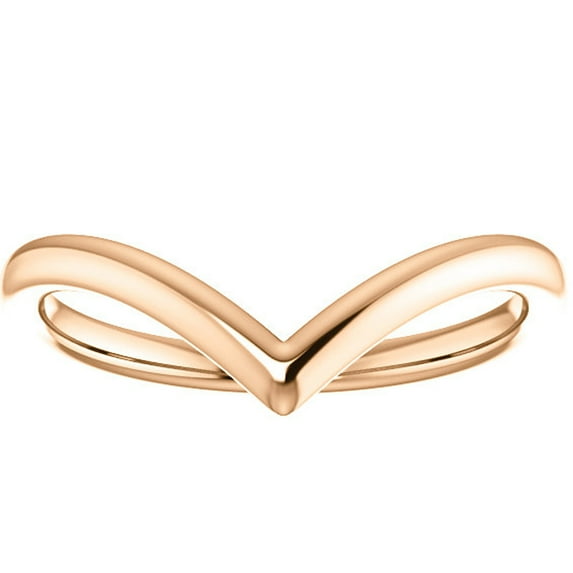 Pompeii Curved V Shape Solid Contour Guard Wedding Band in 14k White Yellow or Rose Gold