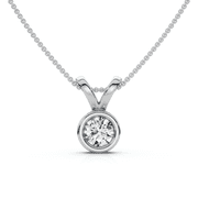 Pompeii Dainty Stackable Solitaire Bezel Diamond Pendant 14k Gold Lab Grown EF/VS