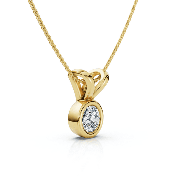 Pompeii Dainty Stackable Solitaire Bezel Diamond Pendant 14k Gold Lab Grown EF/VS