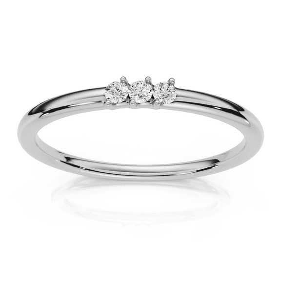 Pompeii Delicate Diamond 3-Stone Minimalist Anniversary Wedding Ring 14k Gold Lab Grown