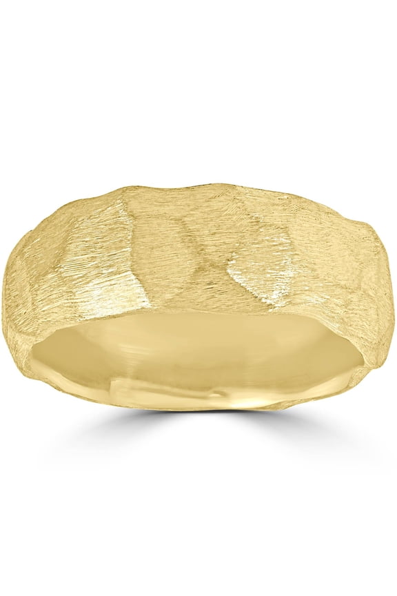 Pompeii Designer 14k Yellow Gold Hammered Nugget Wedding Band (,)