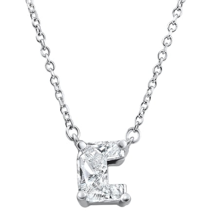 Pompeii Diamond "C" Initial Pendant 18" Necklace 14K White Gold Lab Grown (GH,VS)