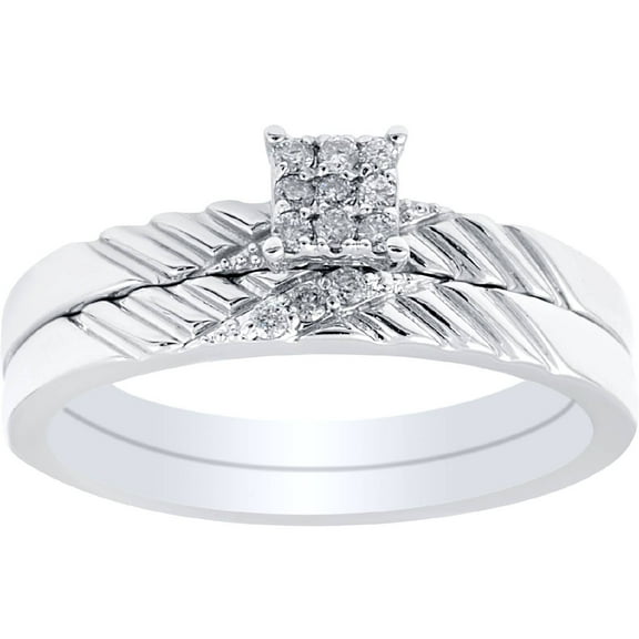 Pompeii Diamond Engagement Matching Wedding Ring Set 14K White Gold (G/H,I2-I3)