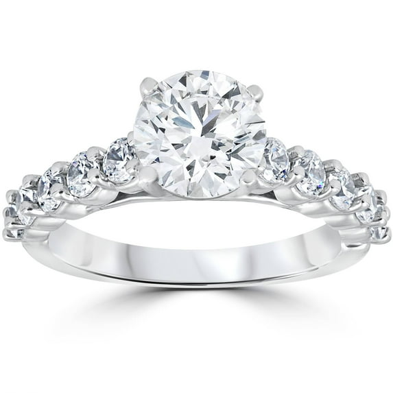 Pompeii Diamond Engagement Ring 2 1/2Ct Round Cut Solitaire 14K White Gold Lab Grown