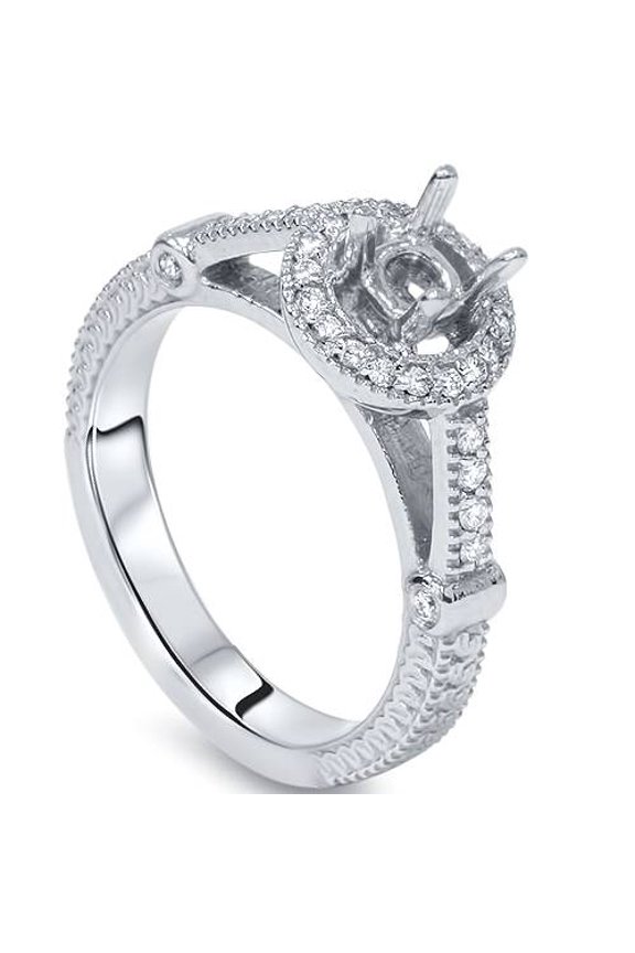 Pompeii Diamond Engagement Ring Setting Semi Mount Ring 14K White Gold (G/H,I2)