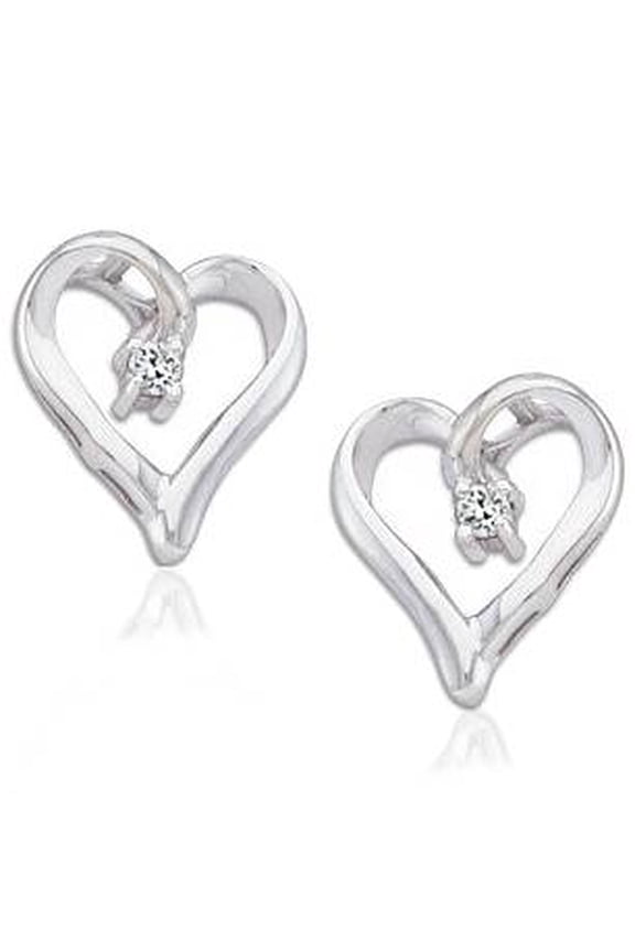 Pompeii Diamond Heart Shape Earrings 14K White Gold (G-H,I2)