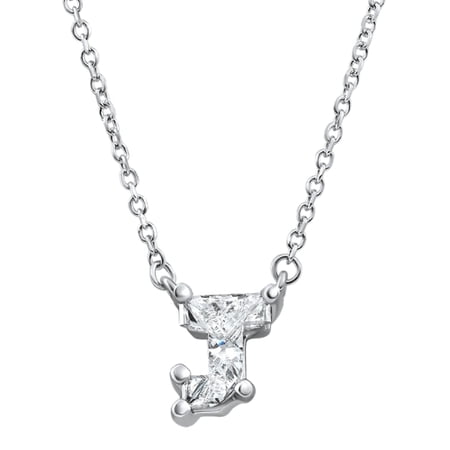 Pompeii Diamond "J" Initial Pendant 18" Necklace 14K White Gold Lab Grown (GH,VS)