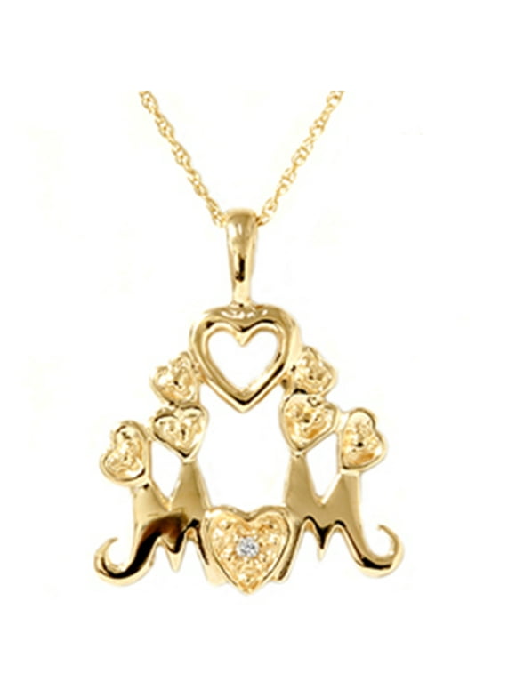 Pompeii Diamond Mom Pendant Necklace in White, Yellow, or Rose Gold (G-H,I2-I3)