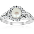 thumbnail image 1 of Pompeii Diamond Pearl Halo Ring 14K White Gold (G/H,I1), 1 of 4