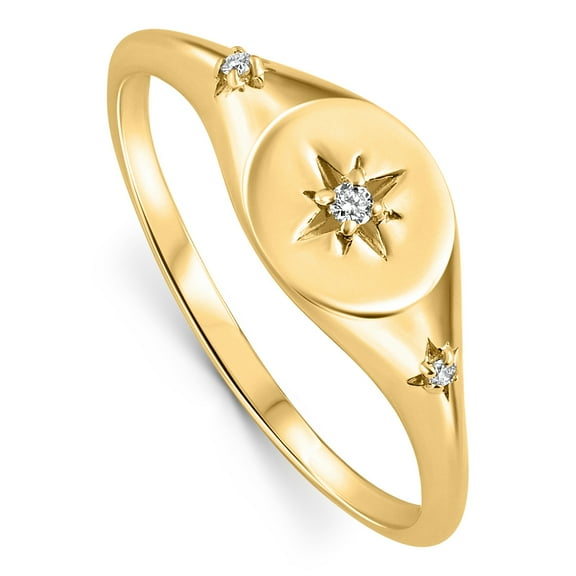 Pompeii Diamond Starburst Stackable Ring 14k Yellow Gold (GH,I1-I2)