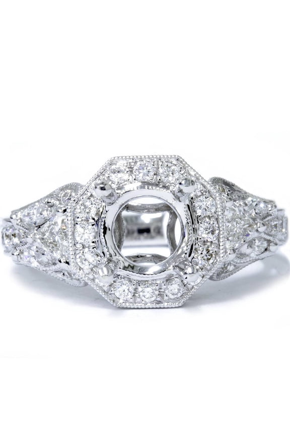 Pompeii E VVS 1 1/8ct Diamond Semi Mount 18K White Gold (E,VVS)