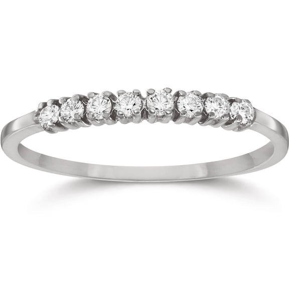 Pompeii Eight Stone Diamond Wedding Stackable Guard Band Ring 14K White Gold (G/H,I1-I2)