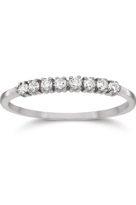 Pompeii Eight Stone Diamond Wedding Stackable Guard Band Ring 14K White Gold (G/H,I1-I2)