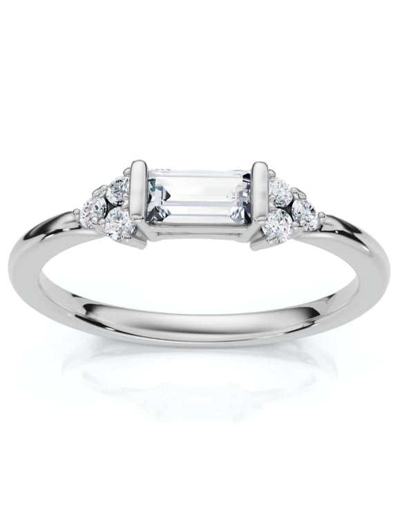 Pompeii Emerald Diamond Stackable Wedding Ring Women Anniversary Band 14k Gold Lab Grown