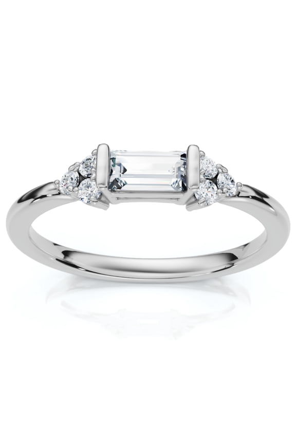Pompeii Emerald Diamond Stackable Wedding Ring Women Anniversary Band 14k Gold Lab Grown