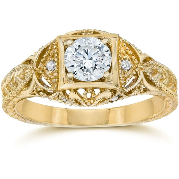 Pompeii Emery 5/8Ct Vintage Genuine Diamond Engagement 14K Yellow Gold (H/I,I1)