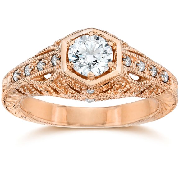 Pompeii Emery .70Ct Vintage Diamond Antique Engagement 14K Rose Gold (H/I,I1)