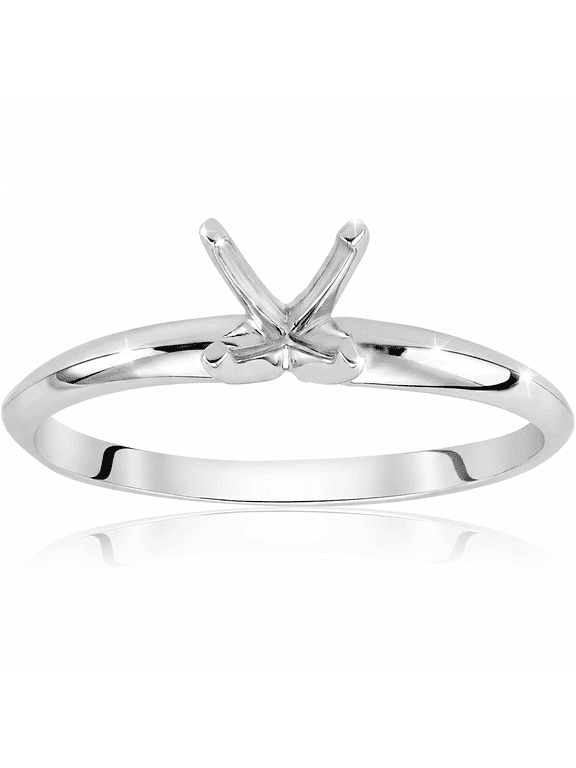 Pompeii Engagement Ring Setting Four Prong Solitaire14K White Gold (,)
