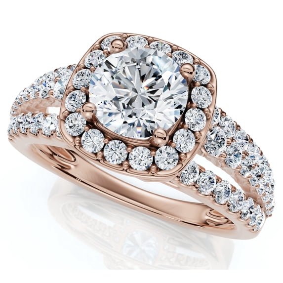 Pompeii F/VS 1.50Ct Multi Row Diamond Cushion Halo Engagement Ring 14k Gold Lab Grown