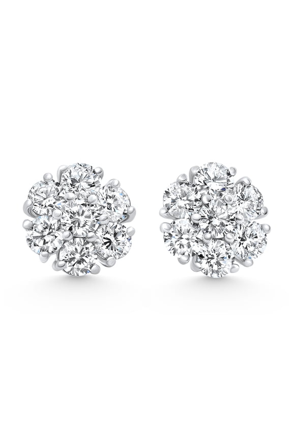 Pompeii 3.60Ct Diamond Cluster Pave Studs Screwback Earrings 14k Gold Lab Grown