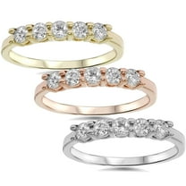 Pompeii Five Stone Ring Wedding Band Round Diamond SI .50Ct in White Yellow or Rose Gold