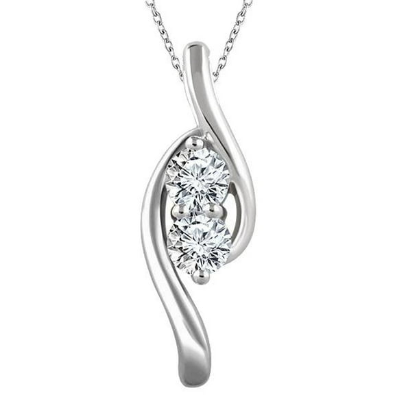 Pompeii Forever Us Two Stone Diamond Pendant 3/8 Carat 10K White Gold & 18" Chain (H-I,I1)
