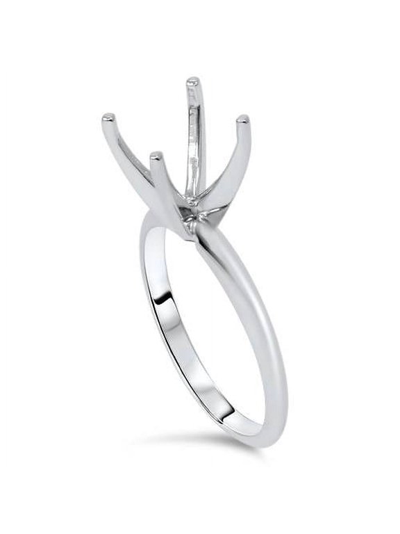 Pompeii Four Prong Solitaire Engagement Ring Setting 14K White Gold (,)