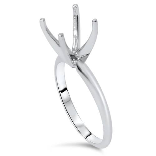 Pompeii Four Prong Solitaire Engagement Ring Setting 14K White Gold (,)