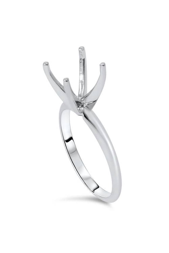Pompeii Four Prong Solitaire Engagement Ring Setting 14K White Gold (,)