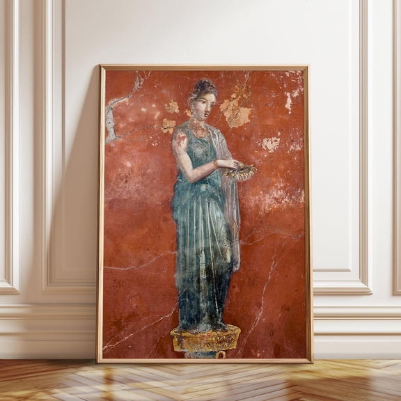 Pompeii Fresco Ancient Roman Woman Terracotta Wall Art