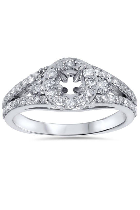 Pompeii G/SI 7/8ct Halo Round Diamond Engagement Setting Semi Mount 14K Fits 4-5mm Round
