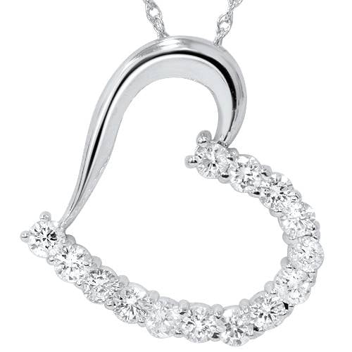 Pompeii G/VS 1ct Diamond Heart Pendant 14K White Gold 1" Tall (G/H,VS)