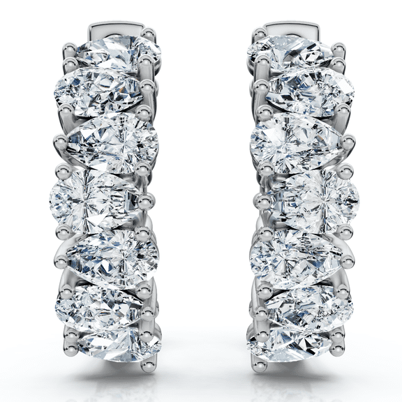 Pompeii G/VS 6Ct Pear Shape Diamond Hoops 14k White Gold Lab Grown Women's Earrings