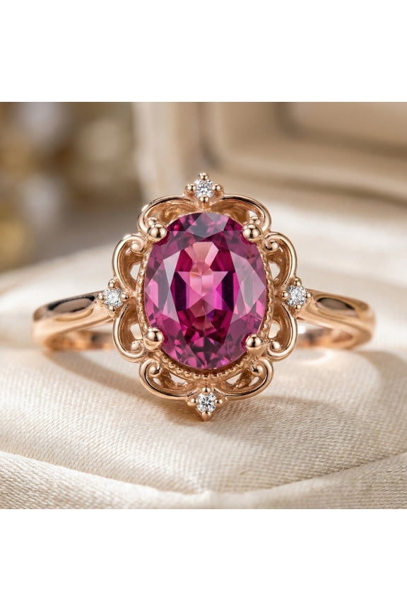 Pompeii GIA Certified Ruby & Diamond 2.05Ct VS Vintage Engagement Ring in 14k Rose Gold