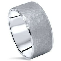 Pompeii Hammered Beveled Wedding Band 14K White Gold (,)