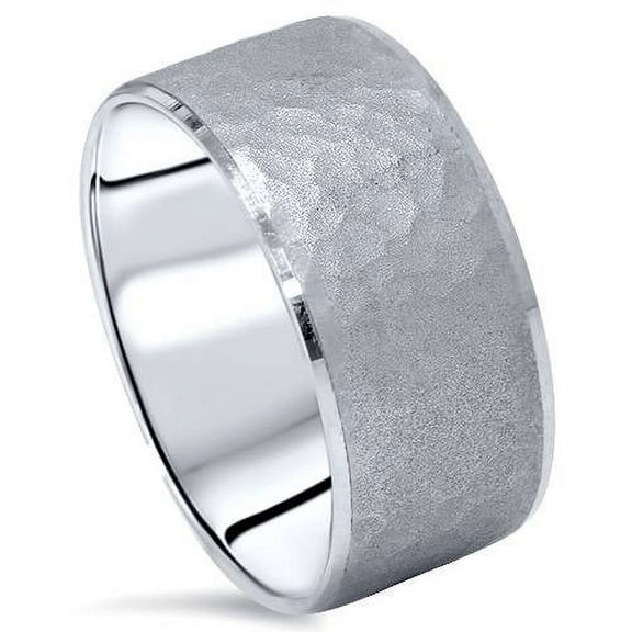 Pompeii Hammered Beveled Wedding Band 14K White Gold (,)