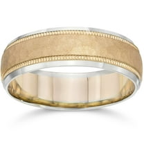 Pompeii Hammered Two Tone 6mm Mens 14K White & Yellow Gold Wedding Band (,)