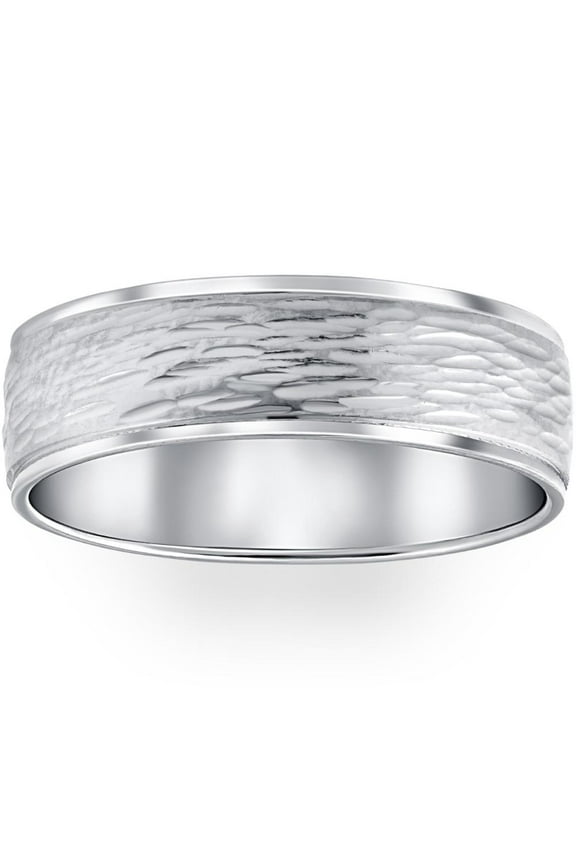 Pompeii Hand Etched 6mm Dome Wedding Band 10K White Gold (,)