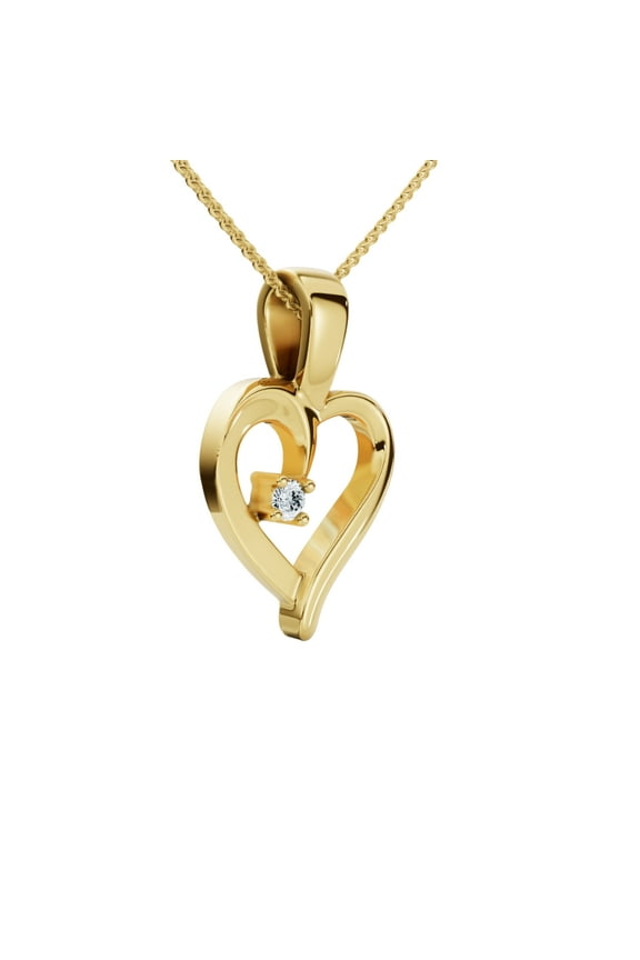 Pompeii Heart Shape Solitaire Diamond Pendant Necklace in 14k White Yellow or Rose Gold