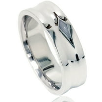 Pompeii High Polished Grooved Wedding Band 10K White Gold (,)