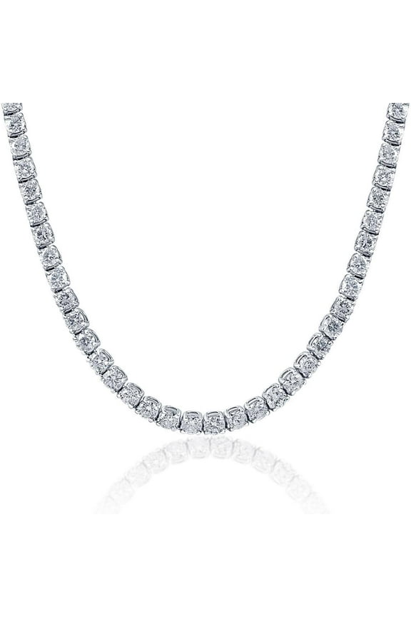 Pompeii Huge 28 Ct Men's Natural Diamond Tennis Necklace 14K White Gold 22" (J-K,I1-2)