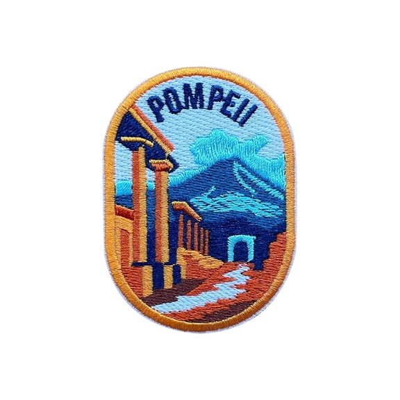 Pompeii Italy Embroidery Patch, Iron On Sew On Travel Embroidered Applique Patch, Travel Patches, Fabric Patches For Clothes Backpacks Hats, Diy Accessories Gifts For Travel Lovers